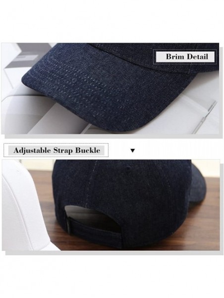 Baseball Caps Cotton Golf Cap Mens Womens Sun Hat Outdoor Sports Baseball Running Performance Cap Dark Denim Blue 56-60CM - C...