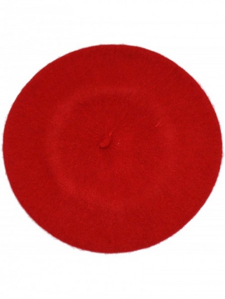 Berets Elegant Solid Classic Beret - Red - CL12L618USR $14.05