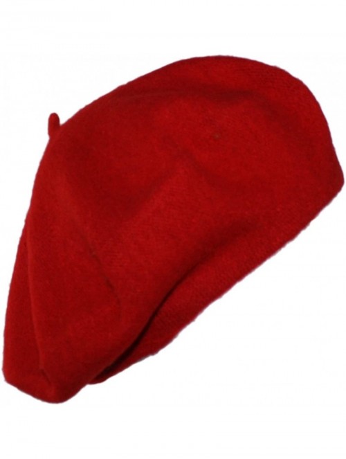 Berets Elegant Solid Classic Beret - Red - CL12L618USR $14.05