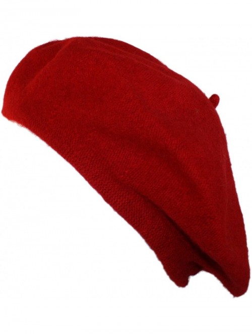 Berets Elegant Solid Classic Beret - Red - CL12L618USR $14.05