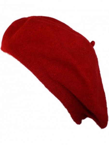 Berets Elegant Solid Classic Beret - Red - CL12L618USR $14.05