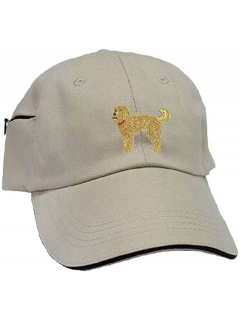 Baseball Caps Goldendoodle Low Profile Baseball Cap with Zippered Pocket. - Khaki - CW128EANLWH $30.43