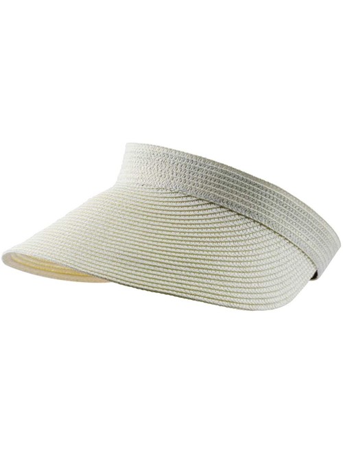 Visors Clip On Visor Womens Summer Sun Beach Hat UV Protection Sports Outdoor Wide Brim - Beige - CD194R4D7YN $22.04