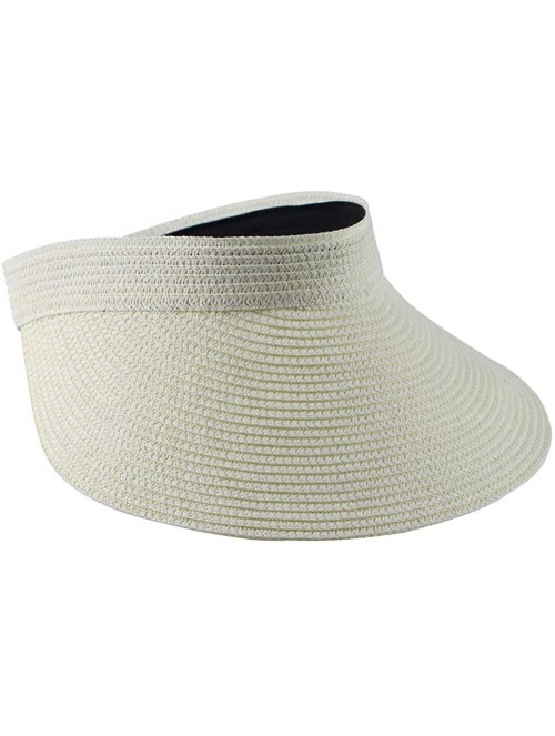 Visors Clip On Visor Womens Summer Sun Beach Hat UV Protection Sports Outdoor Wide Brim - Beige - CD194R4D7YN $22.04