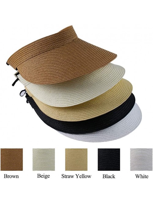 Visors Clip On Visor Womens Summer Sun Beach Hat UV Protection Sports Outdoor Wide Brim - Beige - CD194R4D7YN $22.04