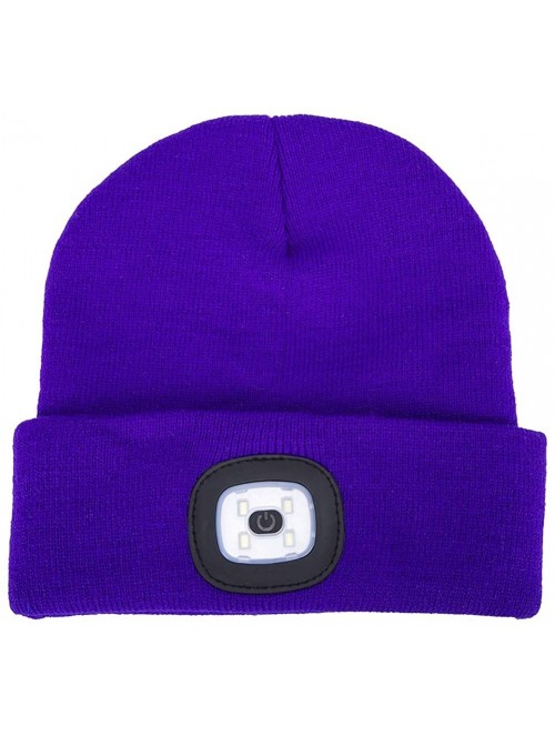 Skullies & Beanies Ultra Bright LED Unisex Lighted Beanie Cap/Winter Warm hat （USB charging） - Purple - C1186W5AD56 $13.38