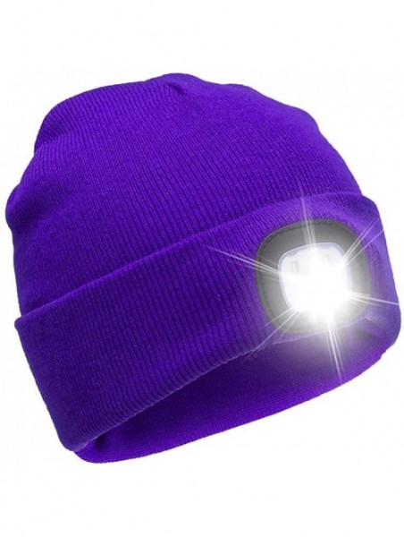 Skullies & Beanies Ultra Bright LED Unisex Lighted Beanie Cap/Winter Warm hat （USB charging） - Purple - C1186W5AD56 $13.38