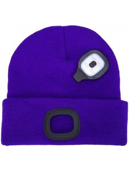 Skullies & Beanies Ultra Bright LED Unisex Lighted Beanie Cap/Winter Warm hat （USB charging） - Purple - C1186W5AD56 $13.38