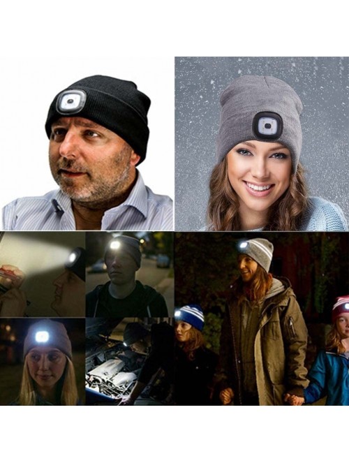 Skullies & Beanies Ultra Bright LED Unisex Lighted Beanie Cap/Winter Warm hat （USB charging） - Purple - C1186W5AD56 $13.38