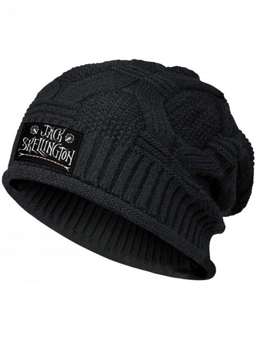 Skullies & Beanies Women's Mens Jack-Nightmare-Before-Christmas- Slouchy Beanie Hat Winter Baggy Knit Hats Black Skull Cap - ...