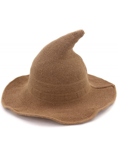 Fedoras Women's Witch Hat Christmas Halloween Party Foldable Cosplay Costume hat - Khaki - C518Y7H7ISM $18.98