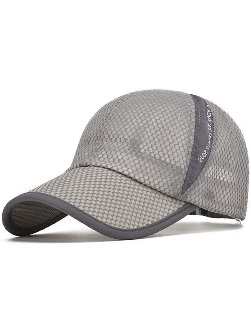 Baseball Caps Men's Outdoor Quick Dry Mesh Baseball Cap Adjustable Lightweight Sun Hat for Running Hiking - Light Grey - CZ18...