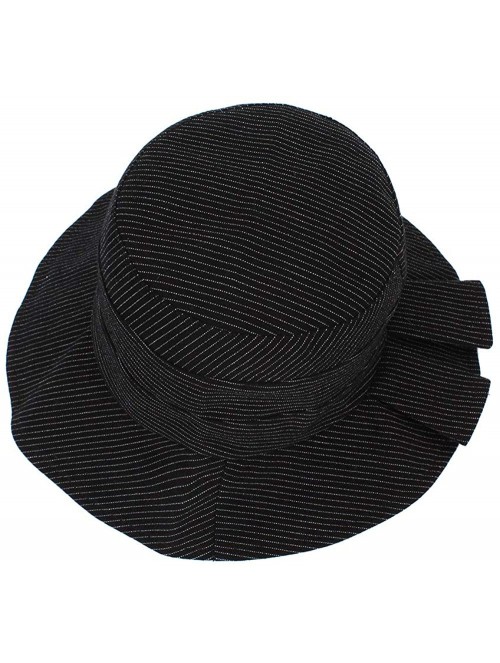 Sun Hats Women Strip Pattern Bucket Hat Lady Wide Brim Sun Hat Ladies Beach Sunhat - Black - CK18QNKGQUS $20.01