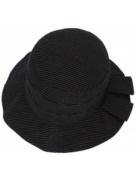 Sun Hats Women Strip Pattern Bucket Hat Lady Wide Brim Sun Hat Ladies Beach Sunhat - Black - CK18QNKGQUS $20.01