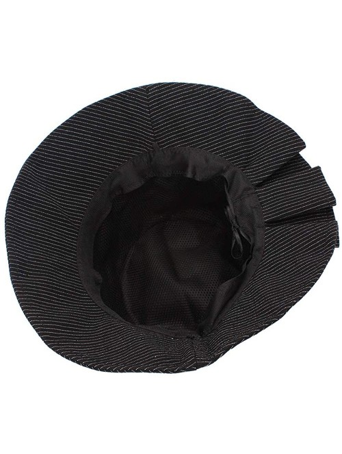 Sun Hats Women Strip Pattern Bucket Hat Lady Wide Brim Sun Hat Ladies Beach Sunhat - Black - CK18QNKGQUS $20.01