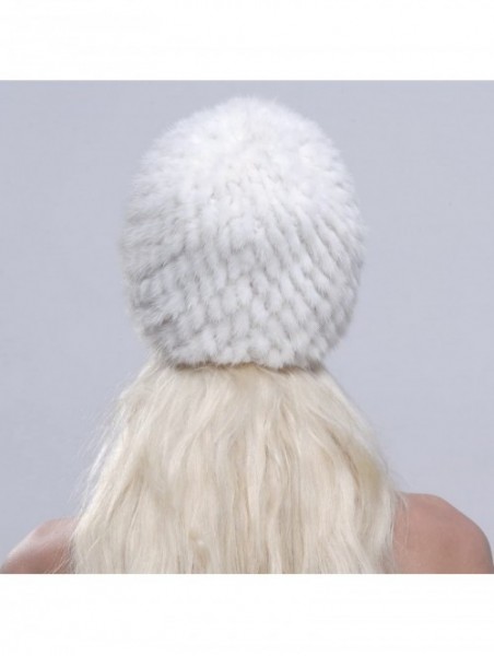 Skullies & Beanies Women's Fur Hat Real Mink Fur Knit Beanie Cap Multicolor - White - C012NBAOH5L $43.89