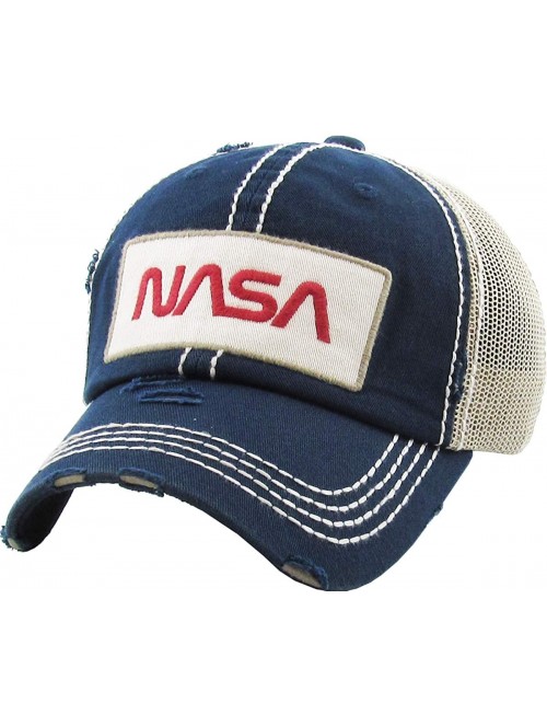 Baseball Caps Vintage NASA Insignia Dad Hat Collection Baseball Cap Polo Style Adjustable Worm - (9.3) Navy Vintage Nasa Worm...