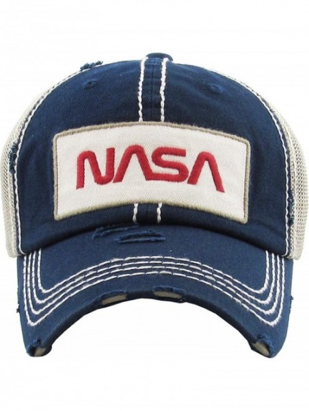 Baseball Caps Vintage NASA Insignia Dad Hat Collection Baseball Cap Polo Style Adjustable Worm - (9.3) Navy Vintage Nasa Worm...