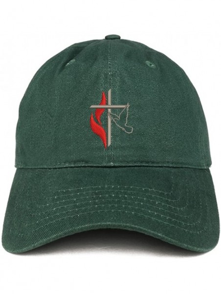 Baseball Caps Methodist Cross and Dove Embroidered Brushed Cotton Dad Hat Ball Cap - Hunter - CD180D9ILR7 $21.56