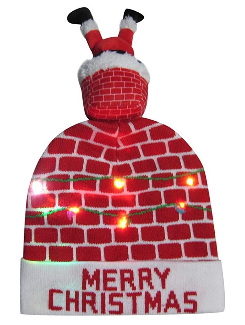 Skullies & Beanies LED Light-up Christmas Hat 6 Colorful Lights Beanie Cap Knitted Ugly Sweater Xmas Party - A - CA18ZMQIO98 ...