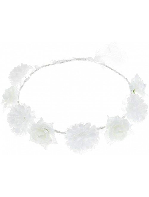 Cold Weather Headbands Women Flower Wreath Crown Floral Wedding Garland Headband Boho Festival Beach Party Hair Band - White2...