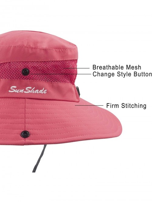 Sun Hats Women's Summer Mesh Wide Brim Sun UV Protection Hat with Ponytail Hole - Pure Watermelon Red - CO18S59ZH0D $18.47