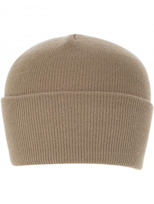 Skullies & Beanies 100% Soft Acrylic Solid Color Classic Cuffed Winter Hat - Made in USA - Khaki - CK187IXE82Y $32.84