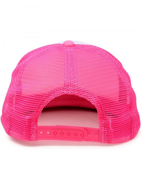 Baseball Caps Flat Billed Trucker Hat Mesh Back S M L Adjustable Cap Solid Two Toned Snapback - Neon-pink-white - C317AAOQ4G2...