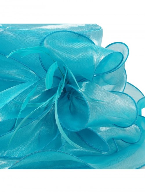 Sun Hats Women's Kentucky Derby Racing Horse Organza Hat Church Wedding Dress Party Occasion Cap - Cyan - CB18S59IG9N $14.94