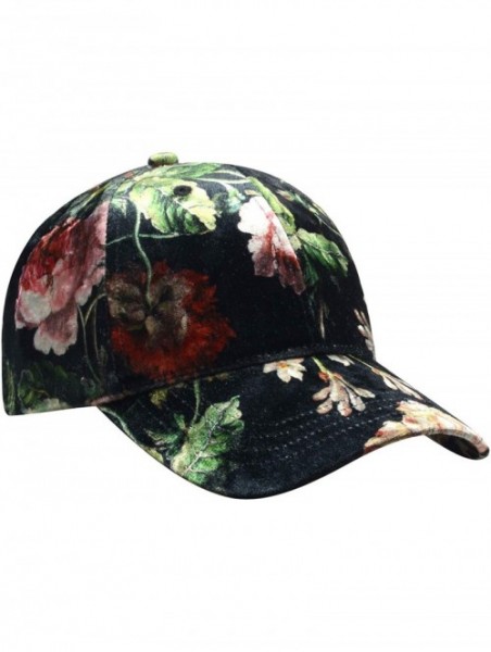 Baseball Caps Womens Floral Ball Cap - Red Floral Black - CT18I2OQ2O4 $21.12