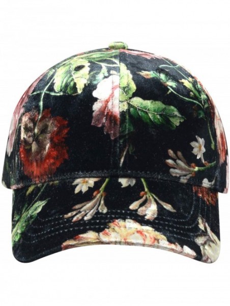 Baseball Caps Womens Floral Ball Cap - Red Floral Black - CT18I2OQ2O4 $21.12