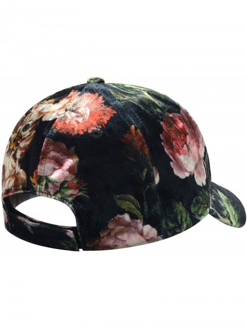 Baseball Caps Womens Floral Ball Cap - Red Floral Black - CT18I2OQ2O4 $21.12