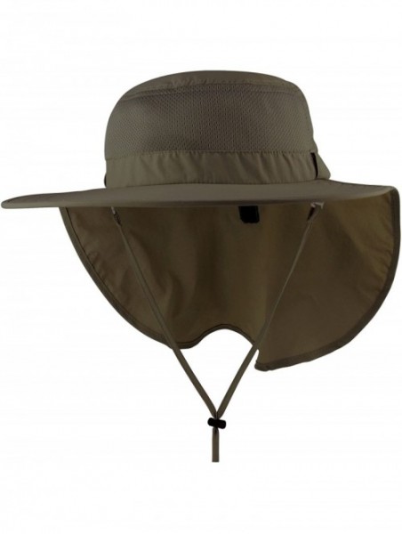 Sun Hats Taslon UV Large Bill Flap Cap - Olive - CZ11LV4GZH3 $22.14