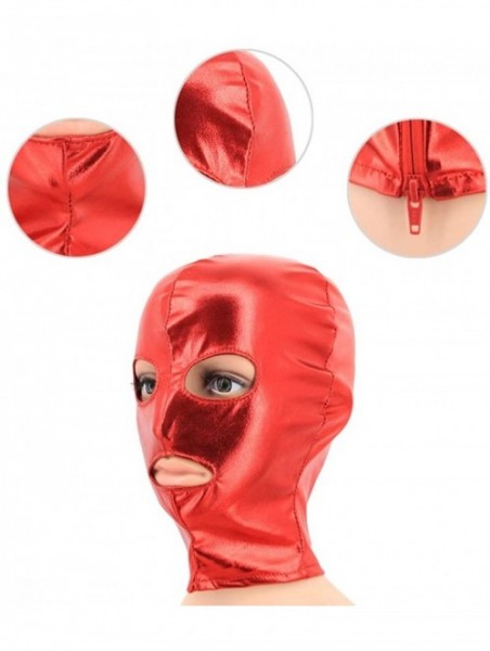 Balaclavas Metallic Cycling Face Neck Mask Hat Ultra Balaclava Hood - Red - CL18KQDH7CI $15.25