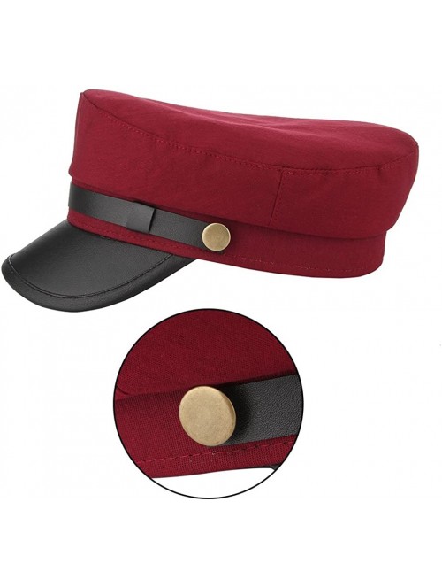 Berets Unisex Classic British Flat Top Fisherman Hat Cotton Breton Fiddler Hat - Dark Red - CD18HENI3DN $10.72