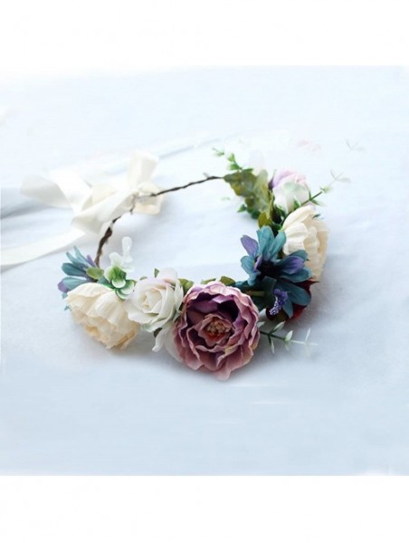 Headbands Boho Flower Headband Hair Wreath Floral Garland Crown Halo Headpiece with Ribbon Wedding Festival Party - 4 - CP185...