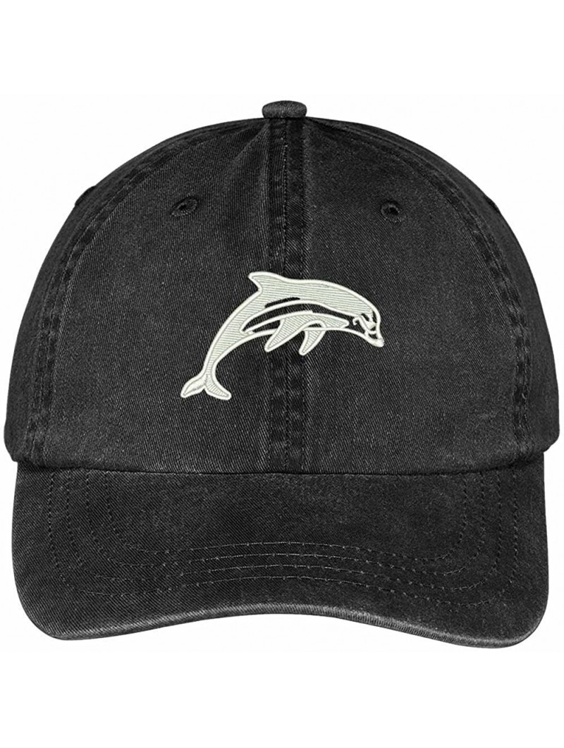 Baseball Caps Dolphin Embroidered Animal Series Low Profile Washed Cotton Cap - Black - C712I2JK0W5 $18.39