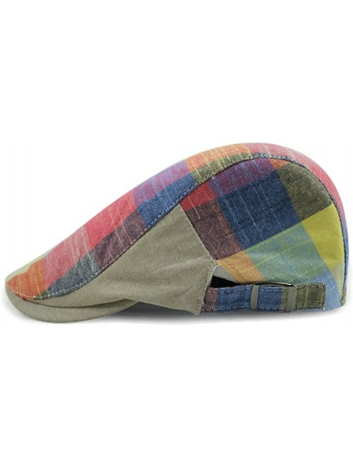 Newsboy Caps Checker Check Plaid Tartan Newsboy Beret Cap Hat FFH032 - Ffh273s01 Rainbow - C611YU0DC49 $25.70