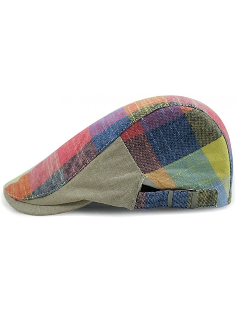 Newsboy Caps Checker Check Plaid Tartan Newsboy Beret Cap Hat FFH032 - Ffh273s01 Rainbow - C611YU0DC49 $25.70