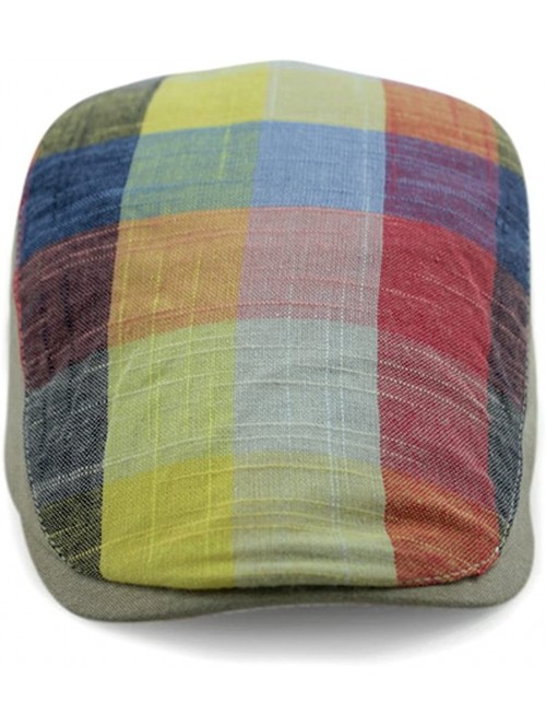 Newsboy Caps Checker Check Plaid Tartan Newsboy Beret Cap Hat FFH032 - Ffh273s01 Rainbow - C611YU0DC49 $25.70