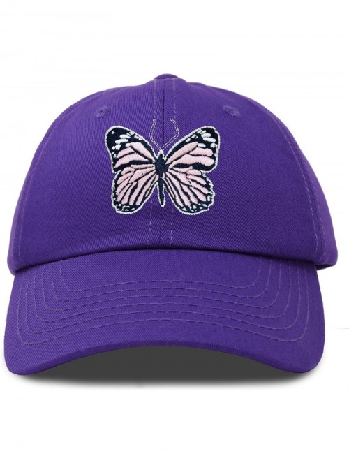 Baseball Caps Pink Butterfly Hat Cute Womens Gift Embroidered Girls Cap - Purple - C918S03M7O9 $23.01