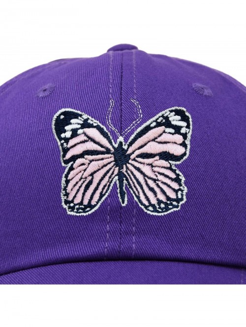 Baseball Caps Pink Butterfly Hat Cute Womens Gift Embroidered Girls Cap - Purple - C918S03M7O9 $23.01