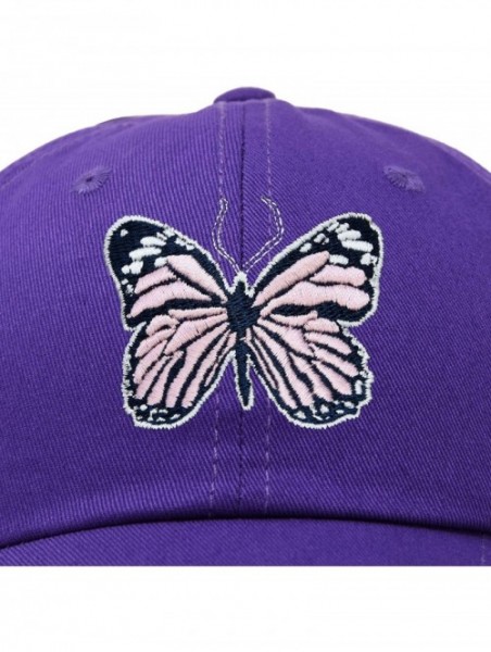 Baseball Caps Pink Butterfly Hat Cute Womens Gift Embroidered Girls Cap - Purple - C918S03M7O9 $23.01