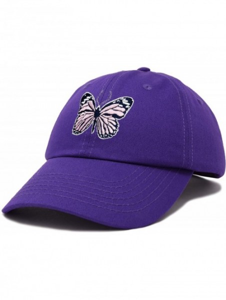 Baseball Caps Pink Butterfly Hat Cute Womens Gift Embroidered Girls Cap - Purple - C918S03M7O9 $23.01