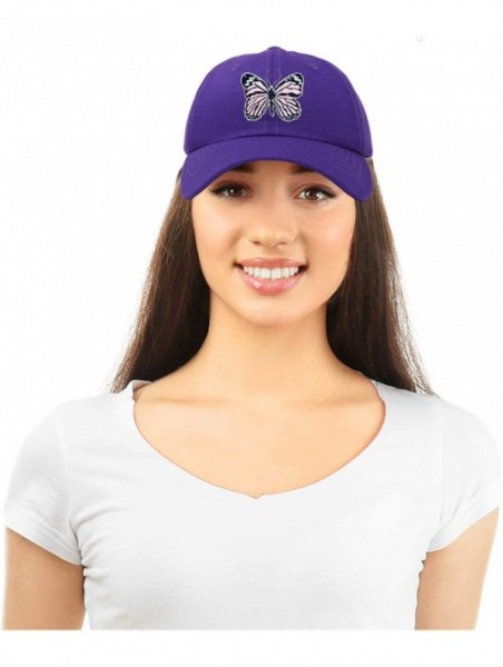 Baseball Caps Pink Butterfly Hat Cute Womens Gift Embroidered Girls Cap - Purple - C918S03M7O9 $23.01