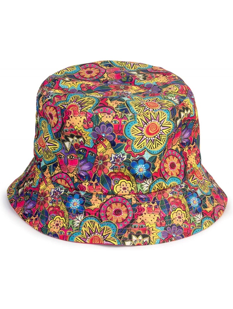 Bucket Hats Reversible Bucket Hat - Felines in the Garden - C118OE5OTAE $29.69