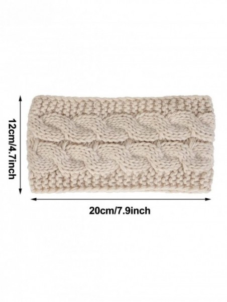 Cold Weather Headbands Cable Knit Fuzzy Lined Head Wrap Headband Ear Warmer (2 Pack - Beige & Black) - 2 Pack - Beige & Black...