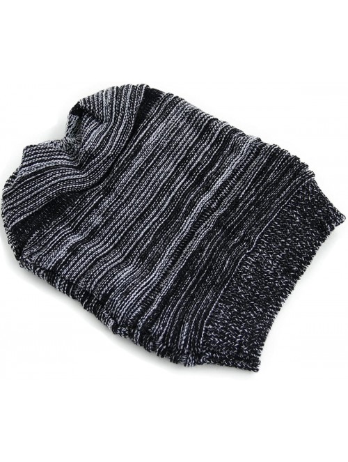 Skullies & Beanies Unisex Beanie Hat Slouchy Knit Cap Skullcap Stripe Baggy Style 1017 - Black - CC128ZOVUUX $14.04