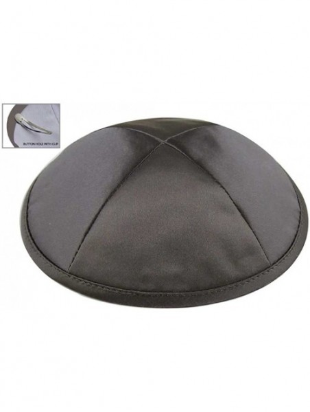 Skullies & Beanies Deluxe Satin Kippot Single or Bulk Optional Custom Imprinting for Any Event - Dark Grey / Charcoal - CO11J...