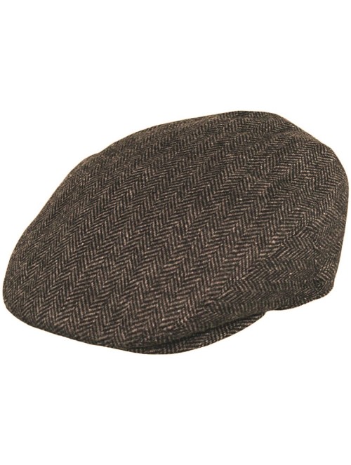 Newsboy Caps Men's Herringbone Wool Tweed Newsboy Ivy Cabbie Driving Hat - 1935-brown - CT12NG99VJD $18.32